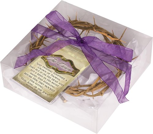 Cottage Garden Crown of Thorns - Real Wood Gift Box with Scripture Tag | 6-Inch Round Design