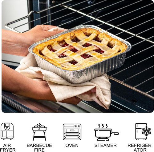 8x8 Square Aluminum Baking Cake Pans by [Brand Name] - Clear Plastic Lids for Easy Storage | Disposable Foil Trays