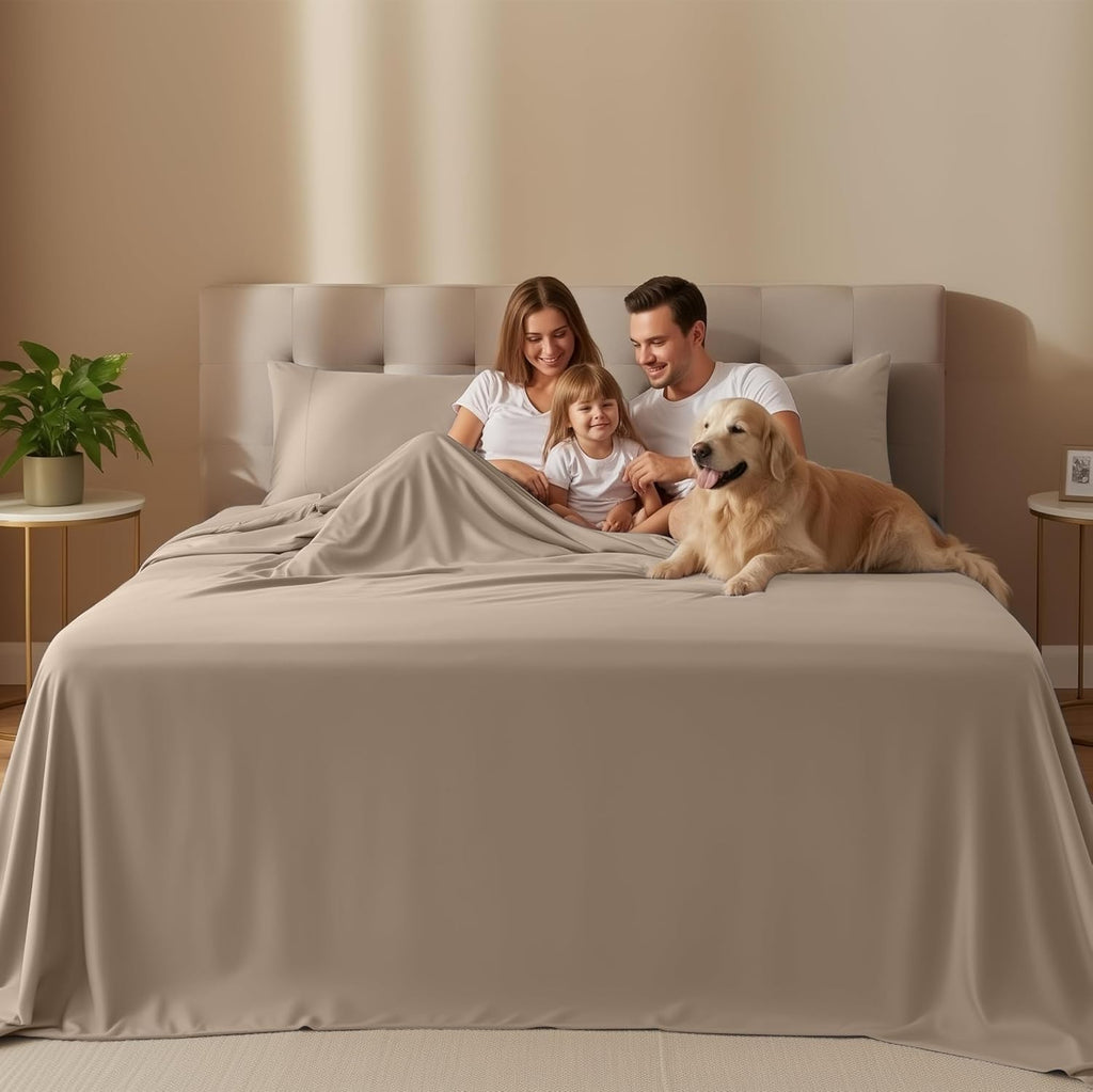 Utopia Bedding Queen Size Sheet Set - Soft, Breathable Microfiber, 4-Piece in Beige | Oeko-Tex Certified