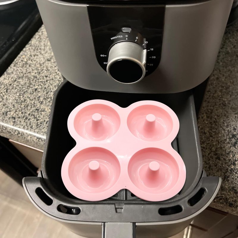 YINARONG 2 Pcs Air Fryer Donut Mold,Donut Pan,Reusable Donut Molds, Silicone doughnut mold, Cavity Non-Stick Bagel Pan,Air Fryer Accessories, Donut Pan for Baking