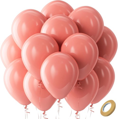 Bezente Dusty Pink Latex Balloons - 100 Pack 12-Inch Round Helium Balloons for Parties & Events