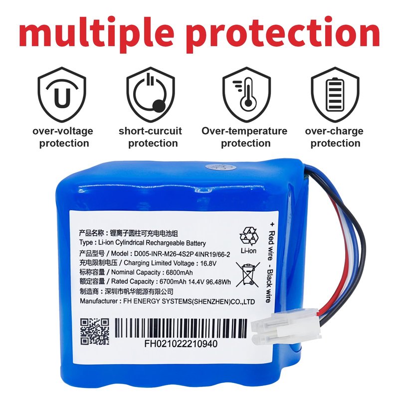 Fanhua Replacement Battery Compatible with Narwal T10 J1 J2 YJCC010 YJCC003 YJCC001 Robot Vacuum Cleaner 14.4V 6800mAh Li-ion Battery