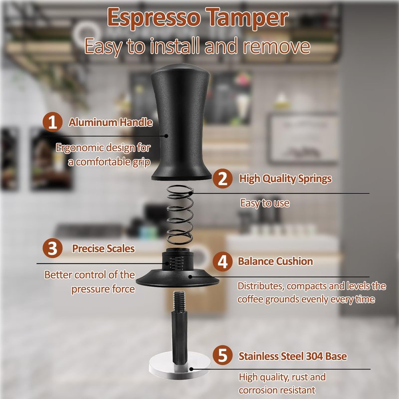 Spalivivre 22 Pcs Espresso Distribution Tool, Espresso Tamper 51mm, Include WDT Tool, Coffee Stirrer, Frothing Pitcher, Latte Art Pen, Tamper Mat and 16 Coffee Stencils, for Baristas and Coffee Lovers