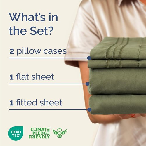 Cal King Size Sheet Set by Oeko-Tex | Comfy, Breathable & Cooling Luxury Bedding - Sage Green