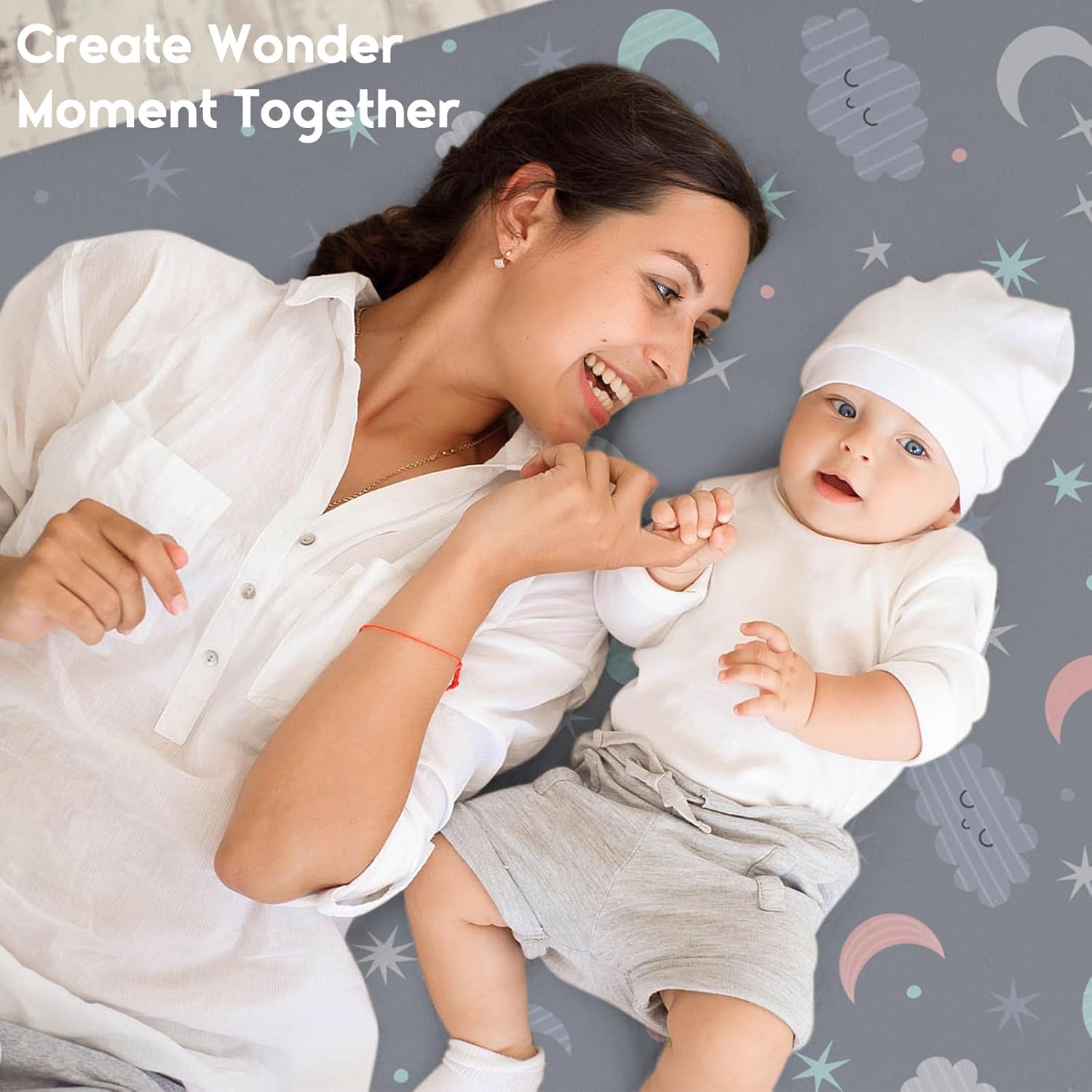 Yoofoss Fitted Pack and Play Sheets - Soft, Breathable Mini Crib Sheets 2-Pack in Cloud Color