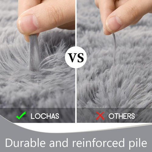 LOCHAS Gray Fluffy Shaggy Area Rug - Soft Oval Bedroom Throw Rug 2.6' x 5.3' for Kids & Nursery Decor