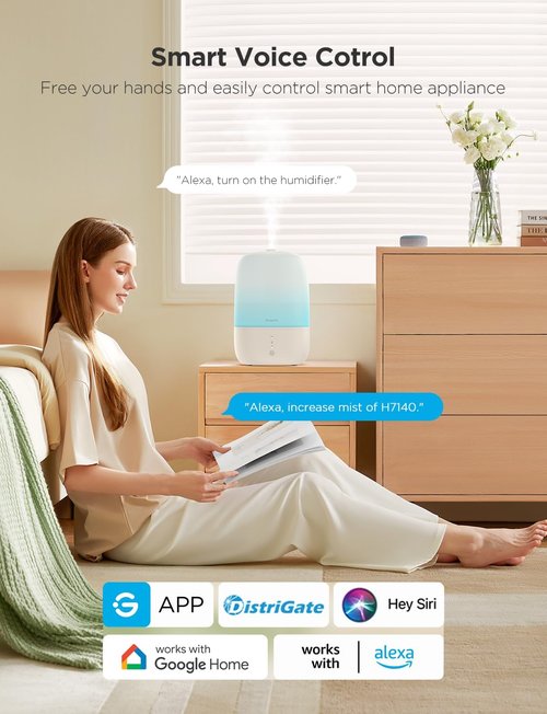 GoveeLife Smart Humidifier - 3L Top Fill Cool Mist with Essential Oil Diffuser & WiFi Control | Ideal for Home, Baby & Plants