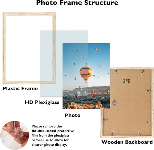 JCJMY 13x16 Picture Frame - Versatile Wall Mounting for Horizontal or Vertical Display | Natural Finish with Shatter-Resistant Plexiglass