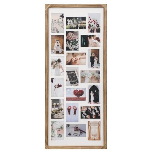 Wodhels 41x17 Inch Large Collage Picture Frame,Wood Multi Photo Frames,20 Openings for 4x6 Photos,Wall-Mounted Photo Display，Carbonized Brown