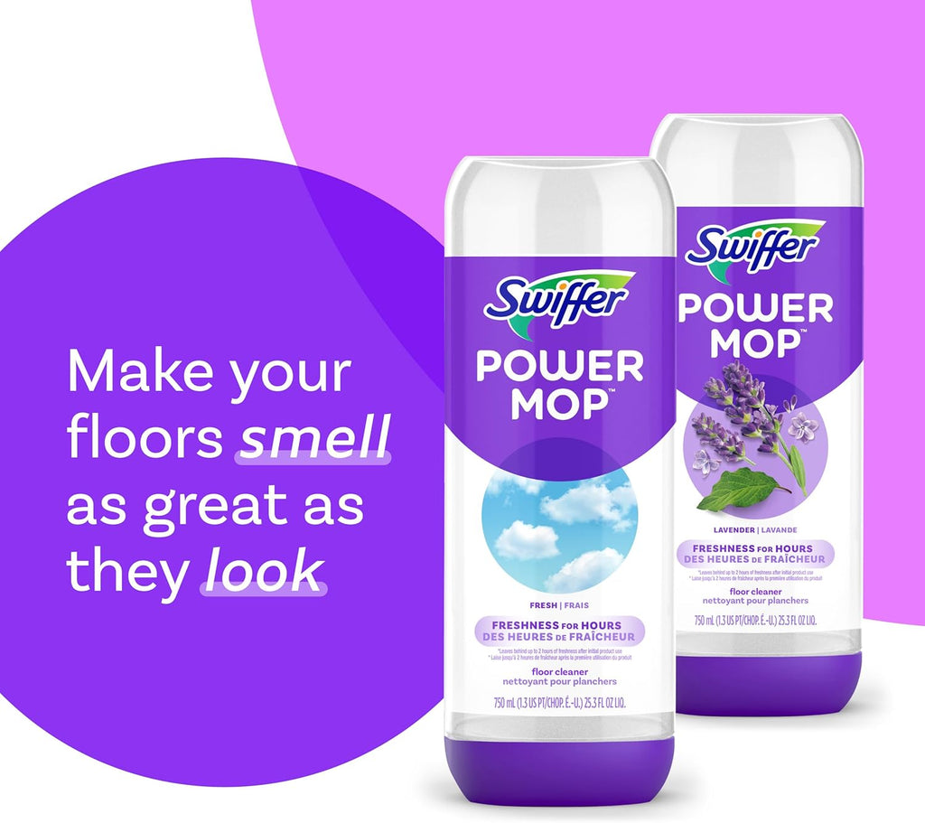 Swiffer PowerMop Floor Cleaning Solution - Fresh Scent Refills | 25.3 fl oz, 2 Pack