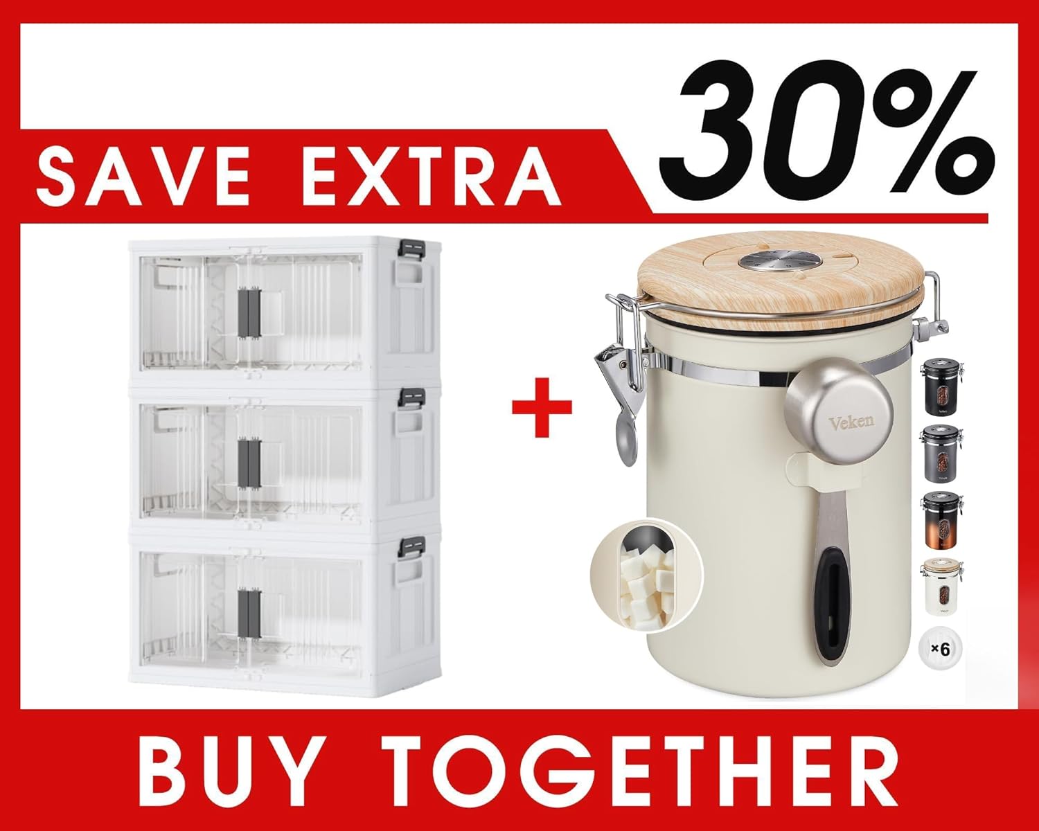 OlarHike 144QT Lockable Storage Bin - Versatile Organization Solution | Includes 22oz Cream Coffee Canister