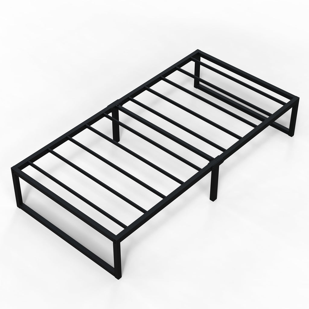 EMODA 14 Inch Narrow Twin Bed Frame 30x75, Heavy Duty Metal Platform No Box Spring Needed, Easy Assembly Noise Free, Black