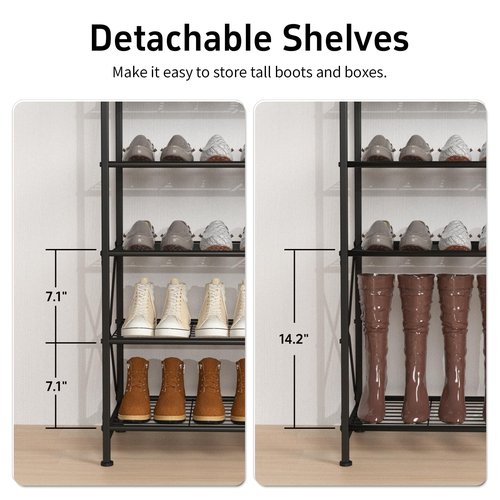 MILEFA Metal Shoe Rack, 8 Tier Tall Shoe Organizer Holds 40 Pairs, Study Shoes Stand for Garage, Closet, Entryway, Front Door Entrance