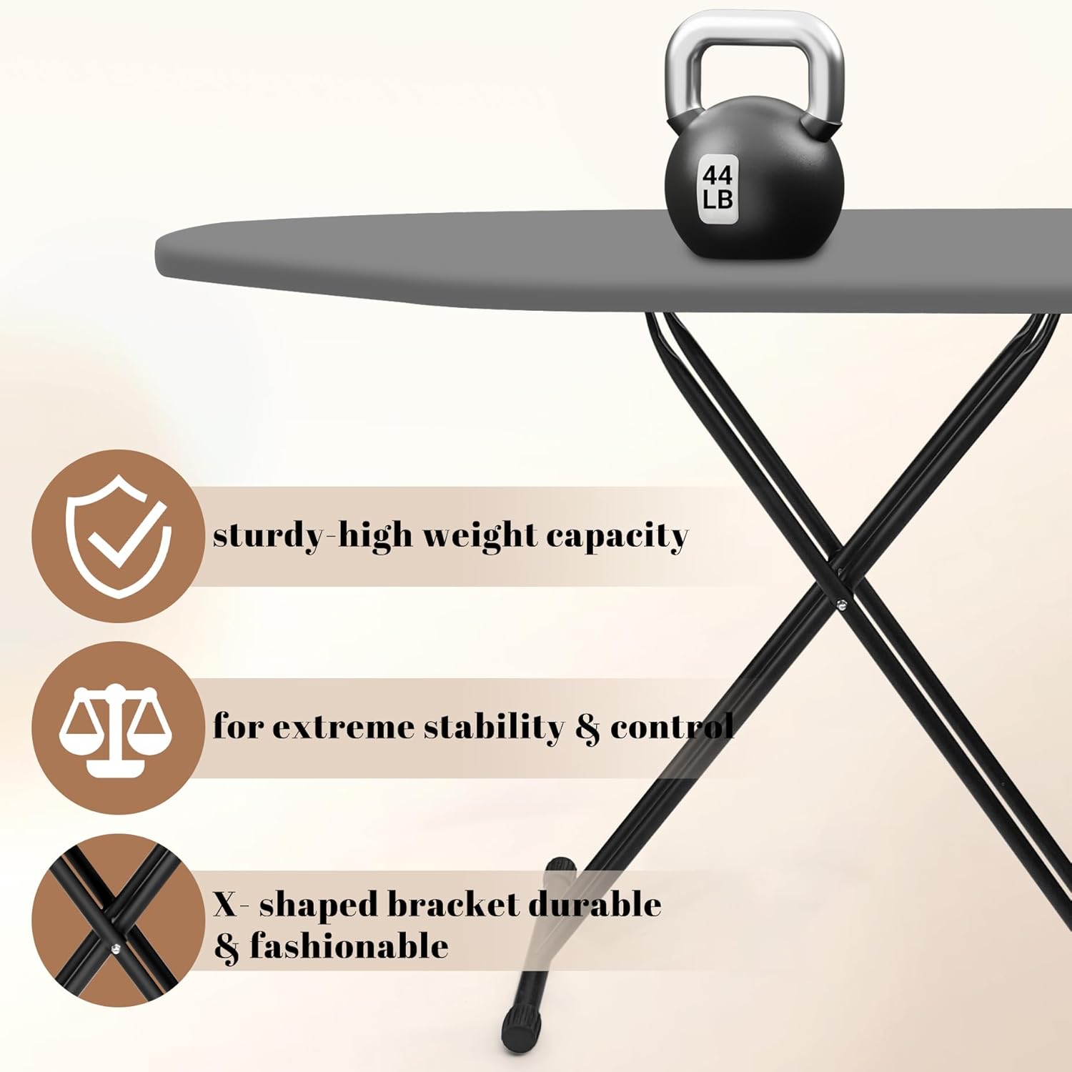 Skiennix Ironing Board - Compact Space-Saver with Heavy-Duty Padding | 13 x 43 Inches - Grey