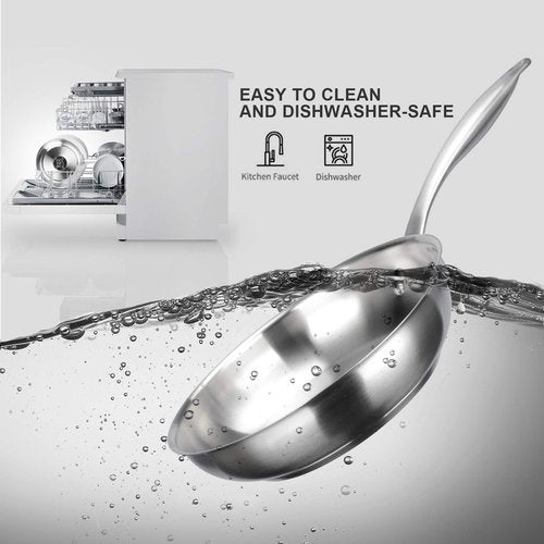 Duxtop Tri-ply Stainless Steel Frying Pan with Stay-Cool Handle, Professional 8 inch Fry Pan with Induction Magnetic Bottom, Healthy Small Skillet, Dishwasher and Oven Safe