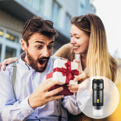 Kssiaz Portable Espresso Machines, Electric Espresso Maker with Self-Heating, USB-C & Car Charger, 20 Bar Mini Coffee Maker With NS Capsule & Ground Coffee for Camping, Hiking, Travel, Office, Blcak