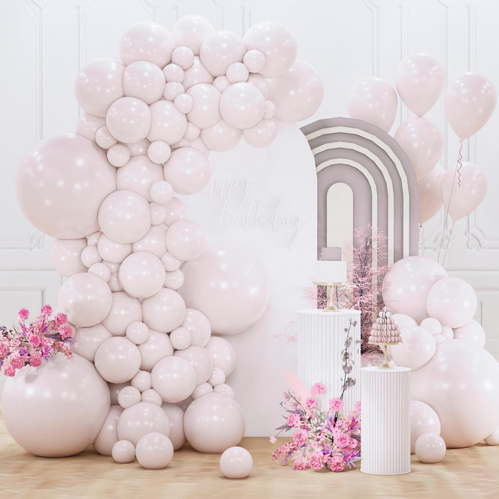 PartyWoo Beige Balloons - 152-Piece Boho Balloon Arch Kit | 18", 12", 10", 5" Sizes for Weddings & Celebrations