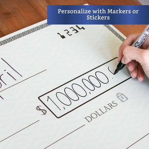 Giant Check (32 x 13.5 in - Large Size) - Big Checks for Presentations, Awards, Donations, Ceremonies and Events