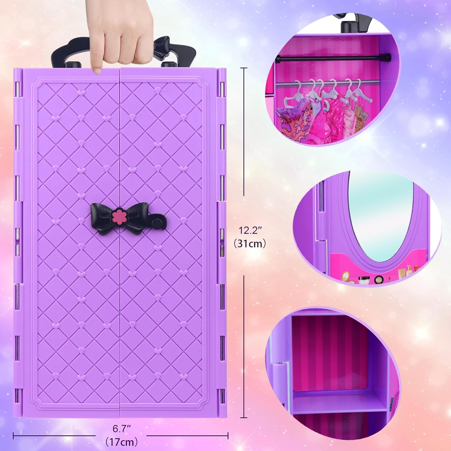 Regine Switzerland Girl Doll Clothes Closet - Stylish Wardrobe with Dresses & Shoes for 11.5-Inch Dolls