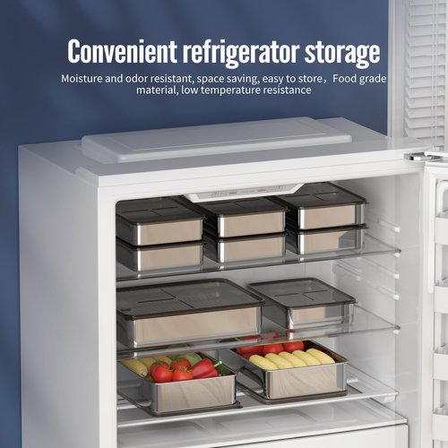 Hommiya Stainless Steel Food Storage Containers with Lids - Stackable,3-Piece Set, Dishwasher Safe for Meal Prep, Deli Meat, Cheese,Bacon & Freezer