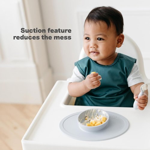 ezpz Tiny Bowl - Sage Silicone Suction Bowl for Infants | Fits All Highchair Trays - Perfect for Baby-Led Weaning