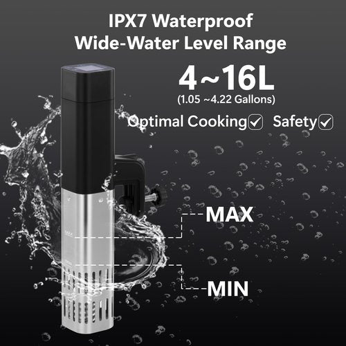KURSINNA Sous Vide Machine, 1000W Precision Cooker Slow Cooker, 15dB Ultra-Quiet Immersion Circulator With Accurate Temperature Digital Timer, IPX7 Waterproof