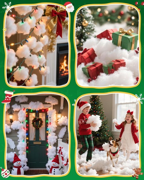 Fluffy Fake Snow | 17.64oz Cotton Artificial Snow for Christmas Village & Indoor Decor