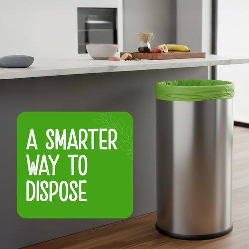 Eco Green Living 30 Litre Compostable Bin Liners, Plastic Free & Recyclable Tall Bin Bags for Food Waste, Leak Resistant Small Bin Liners, 64 x 104 cm, Six Pack (180 Bags)