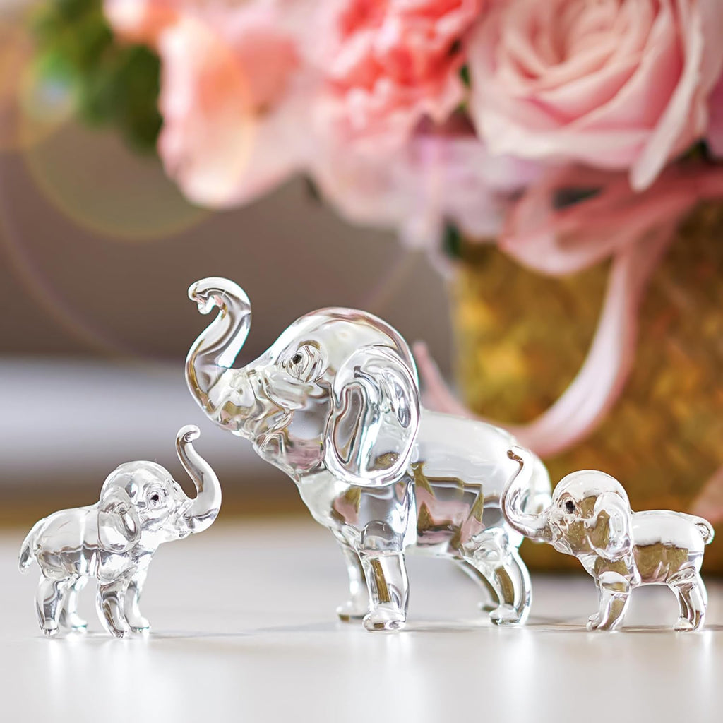 Regine Switzerland Set of 3 Crystal Elephant Figurines | Elegant Glass Collectibles for Home Decor