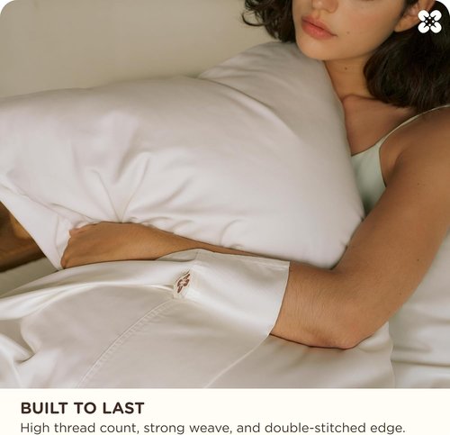 Bedsure Bamboo Viscose Queen Sheet Set - Cooling Luxury Bedsheets for Hot Sleepers | Silky Soft | 18" Deep Pocket | Oeko-Tex Certified [White]