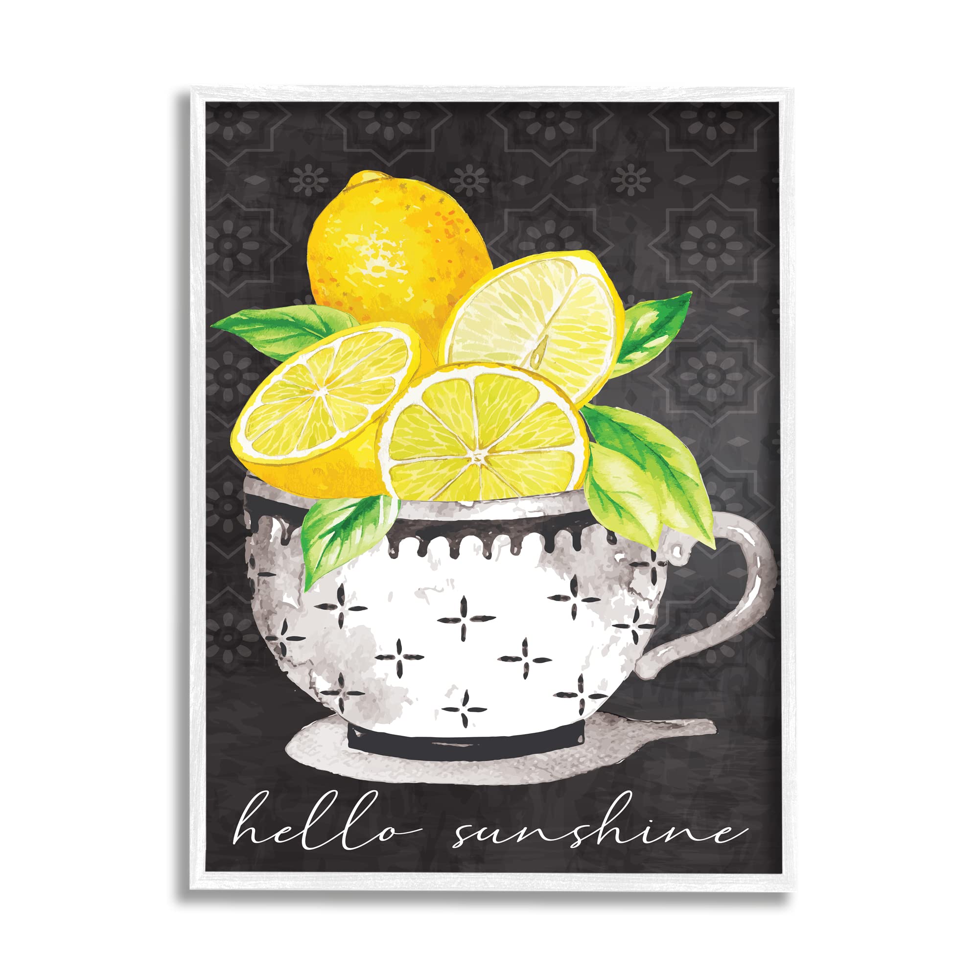 Stupell Industries Hello Sunshine Lemons in Teacup Patterned Framed Giclee Art, Design by ND Art