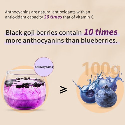 Wanhua Hall Black Goji Berry Black Wolfberry Natural Goji Berry Tea Gluten-Free Chinese Flora Herbal Tea 野生黑枸杞 黑枸杞 枸杞子 7.76oz/220g