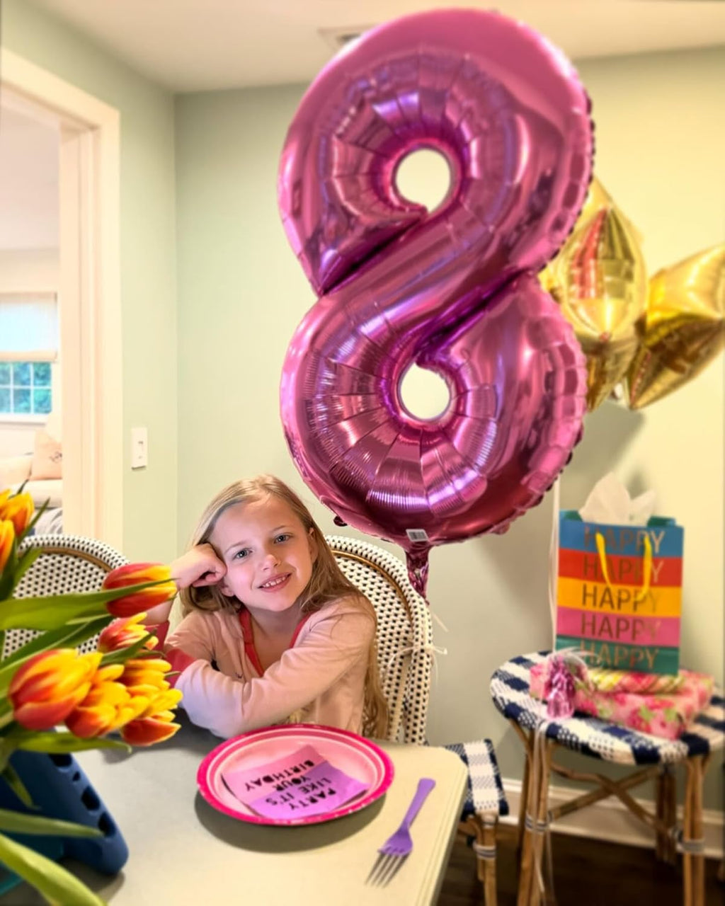 Pink Number 5 Balloon - 40 Inch Giant Foil Balloon for 5th Birthday Party Decorations