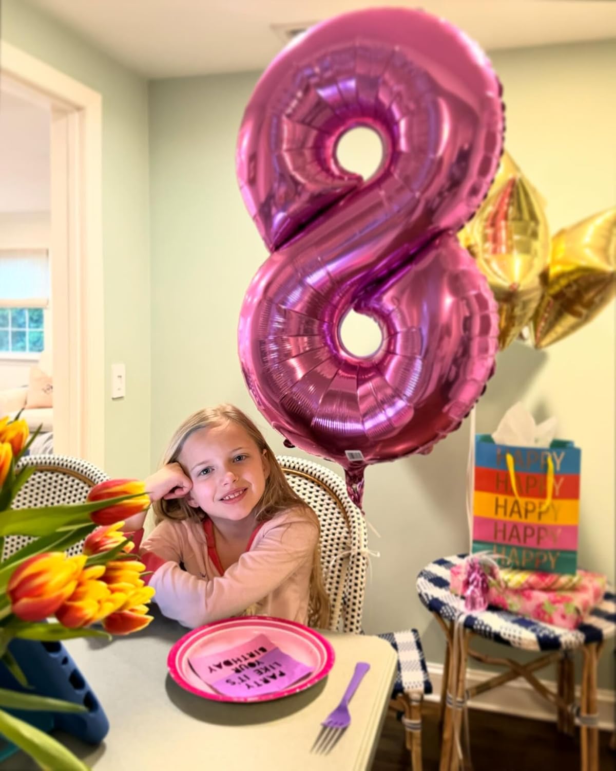 Pink Number 5 Balloon - 40 Inch Giant Foil Balloon for 5th Birthday Party Decorations