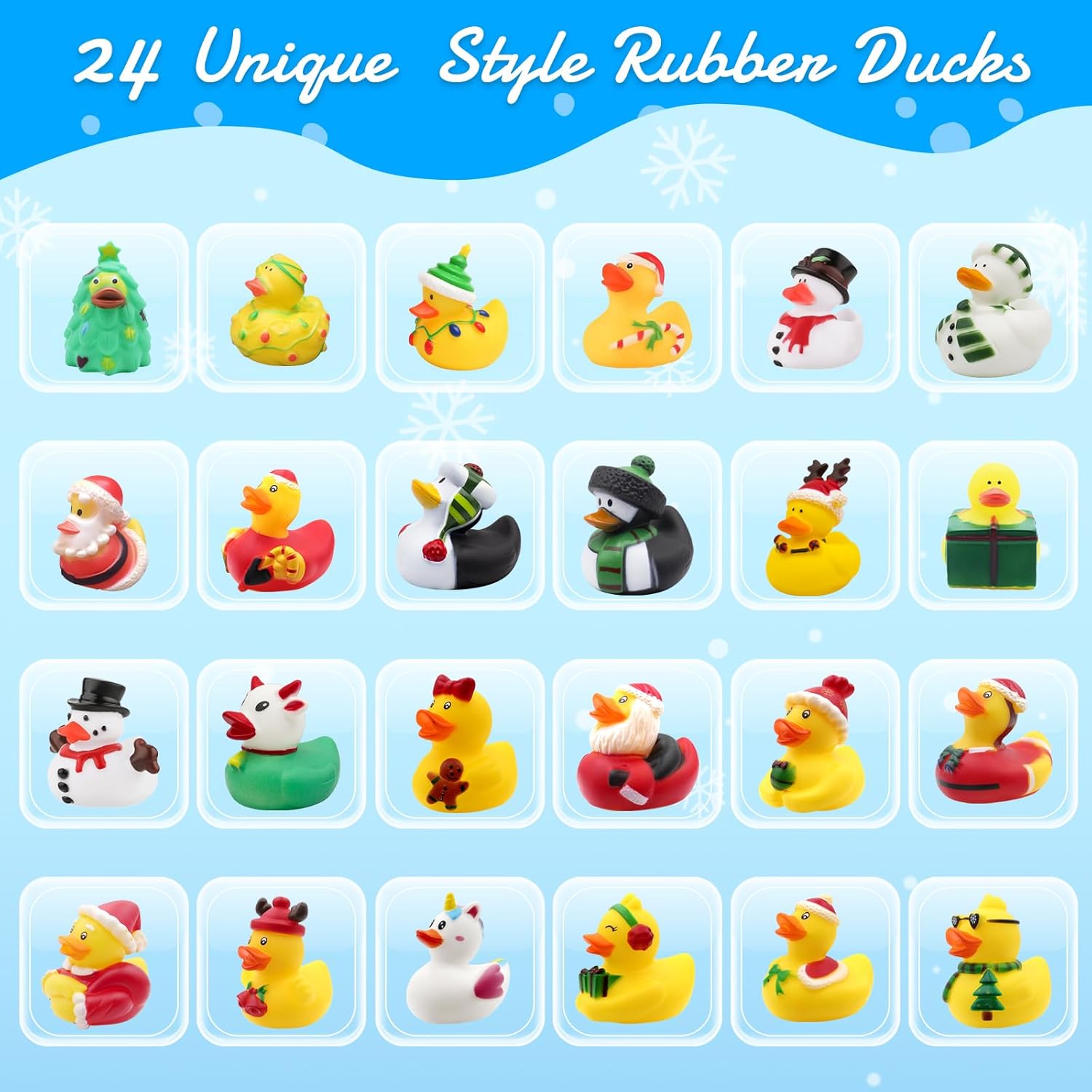 Skiennix Christmas Advent Calendar 2025 - 24 Rubber Ducks Countdown Blind Boxes | Holiday Bath Toy Set