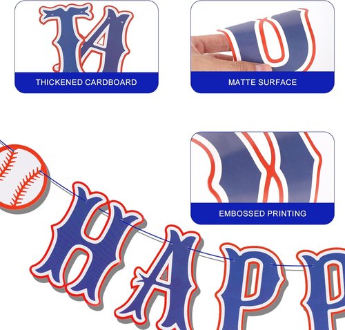 Baseball Birthday Party Decorations - Navy Blue Happy Birthday Backdrop & Themed Garland for Sports Lovers