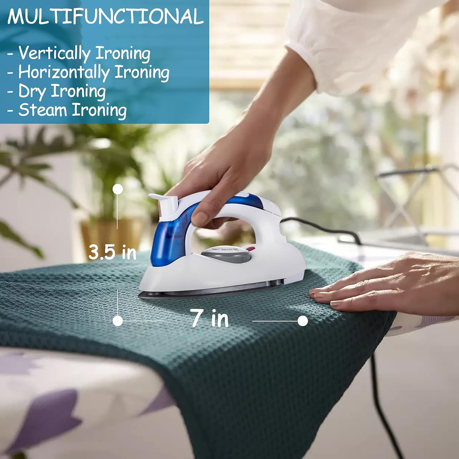 Skiennix Portable Travel Iron - Handheld Steamer with Non-Stick Sole Plate & Detachable Water Tank