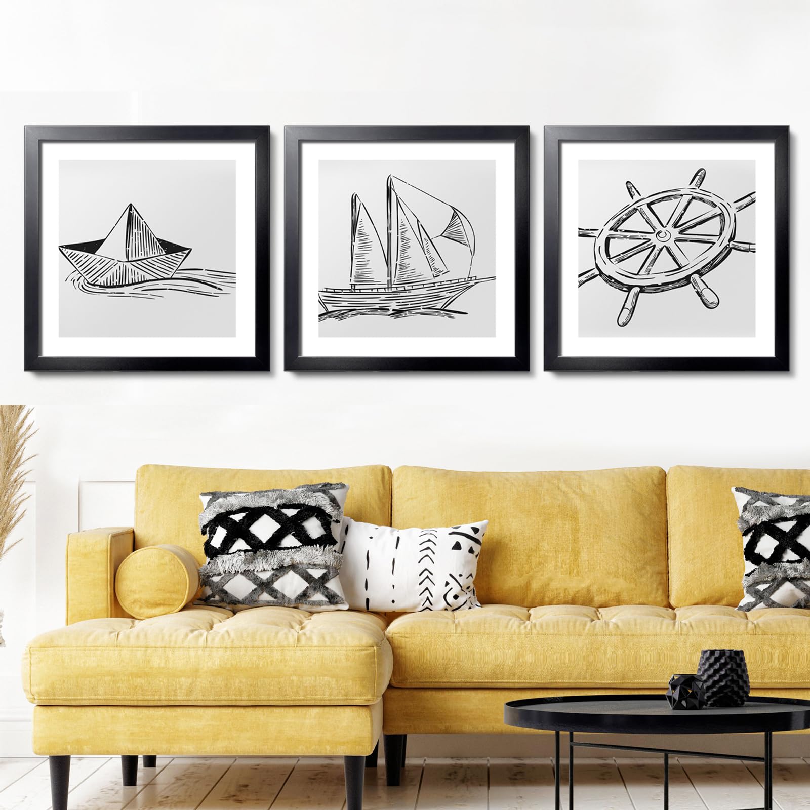 LaVie Home 30 x 30 Picture Frame Black Poster Frame, Display Pictures 24x24 with Mat or 30x30 Without Mat, Frame and Polished Plexiglass, Suitable for Photos, Artworks, Posters