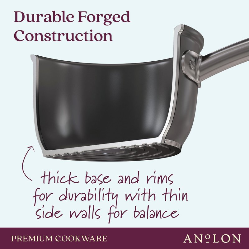 Anolon Accolade Forged Hard Anodized Nonstick Square Grill Pan/Griddle with Spouts, 11 Inch - Moonstone Gray