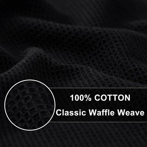 Homaxy 100% Cotton Waffle Weave Kitchen Towels - Soft, Absorbent 4-Pack - Quick Dry, 16 x 26 Inches, Black