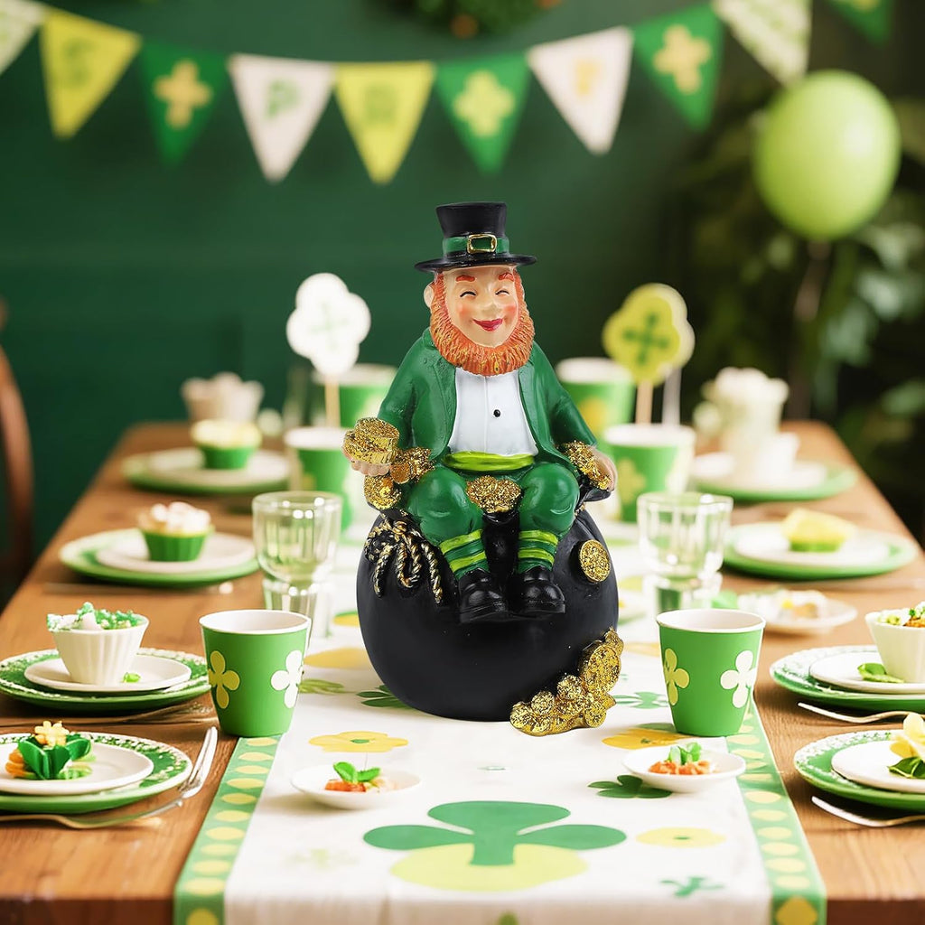 St. Patrick's Day Gnomes Figurines - 5.7-Inch Irish Resin Leprechaun Decor for Home & Table