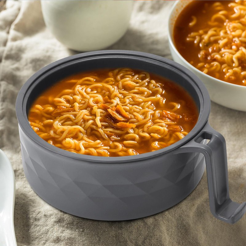 Romooa 6 Sets Microwave Ramen Bowl Set 33 oz Wheat Straw Instant Ramen Cooker Set Portable Noodle Cooker with Handle Noodle Bowl with Spoon Chopsticks Fork College Dorm Room (Elegant Colors)