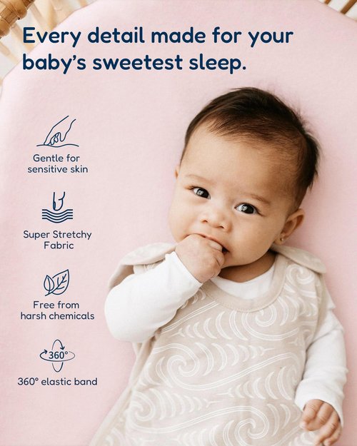 Bedside Sleeper Bassinet Fitted Sheets 33x20 for Maxi COSI Iora, Koola Baby, Baby Joy, Angelbliss, Kidsclub Bedside Bassinet - Buttery Soft Sheets, 2 Pack