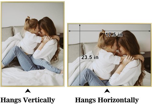 Frametory, 18x24 Aluminum Picture Frame, Real Glass Front, Display 18 x 24 Photo for Wall, 18 by 24 Poster Frame, Hook for Horizontal/Vertical Mount (Gold 1 Pack)