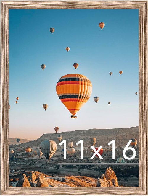 JCJMY 11x16 Picture Frame - Rustic Brown Wall Mount for Horizontal or Vertical Display | Shatter-Resistant Plexiglass