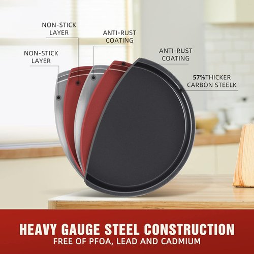 KITESSENSU Nonstick Baking Pans Set - 7-Piece Bakeware Collection with Cake, Loaf, Muffin, and Cookie Pans | Pink
