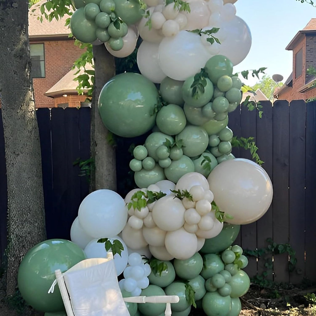 Voircoloria 110pcs Sage Green Balloons - 12 Inch Olive Green Latex for Graduation, Weddings & Parties