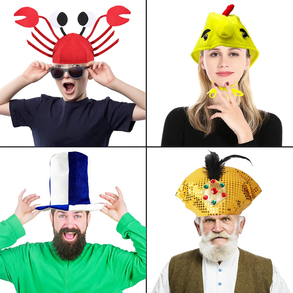 POPCIEL 12 Assorted Funny Hats Crazy Party Hat for Adult Teen, Photo Booth Props Dress Up Costume Accessories