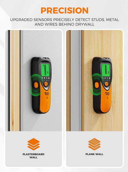 Mecurate Stud Finder - 5-in-1 Wall Scanner with LCD Display & Audio Alarm for Wood, Metal, AC Live Wire Detection