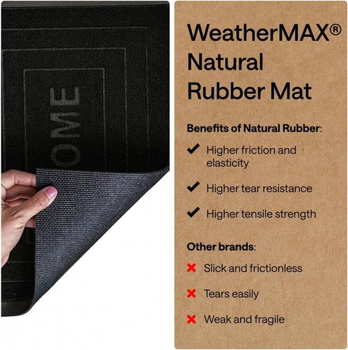 GORILLA GRIP Waterproof All-Season WeatherMAX Doormat - Stain & Fade Resistant, 29x17 Black